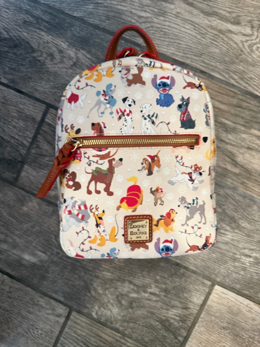 Disney Dooney & Bourke Cream Mini Backpack with Multicolor Disney Dogs